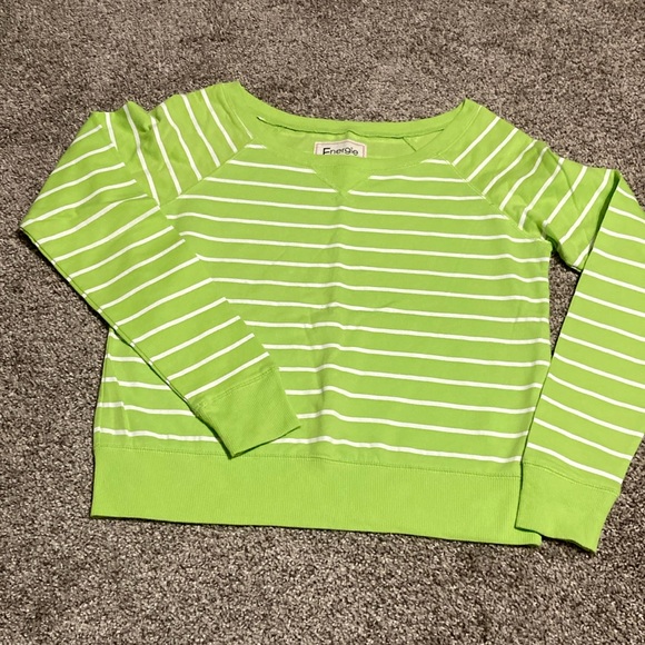 Energie green with white stripes top, size small - Picture 1 of 5